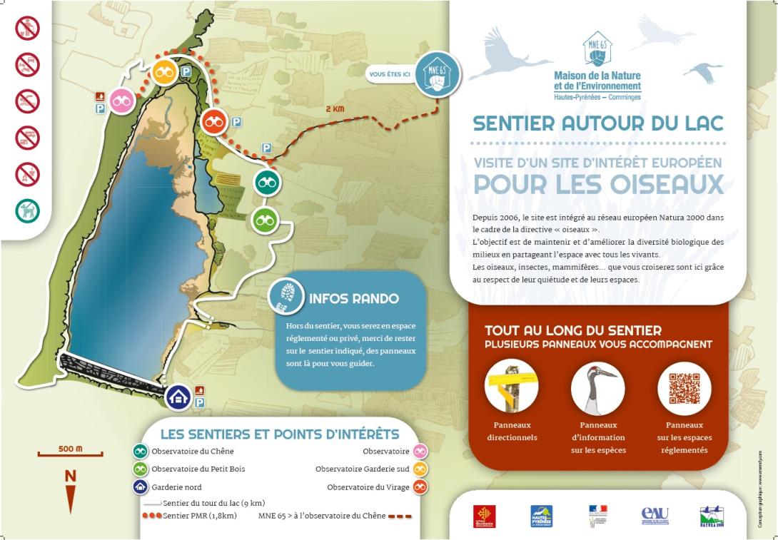 Panneau sentier, observatoires et parkings